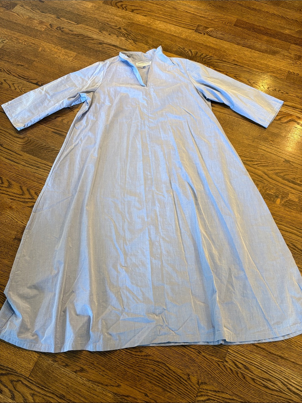 American Colors by Alex Lehr Light Blue chambray A-Line Dress with V-Neck, s